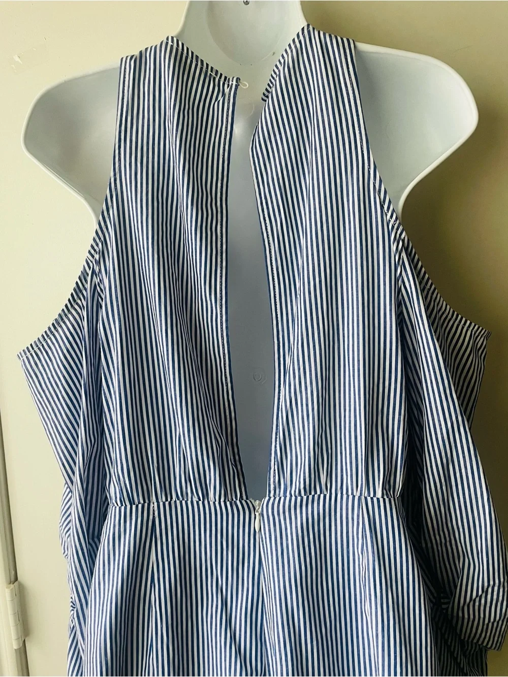 Lush Blue and White Striped romper